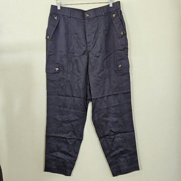 Torrid Pants Womens 14 Tall Charcoal Gray Linen Blend Cargo Tapered Pockets - Picture 14 of 14